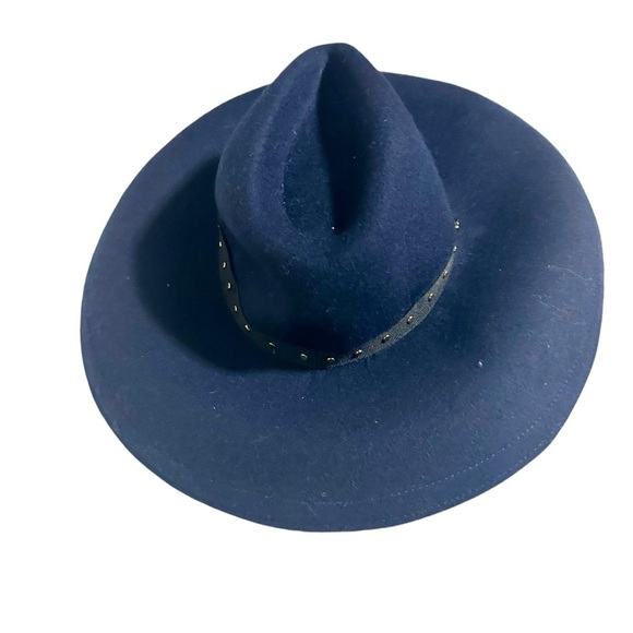 Ted Baker Rosieyy Navy Blue Wool Stud Detail Wide Brim Hat Size S/M NWT - Picture 5 of 8